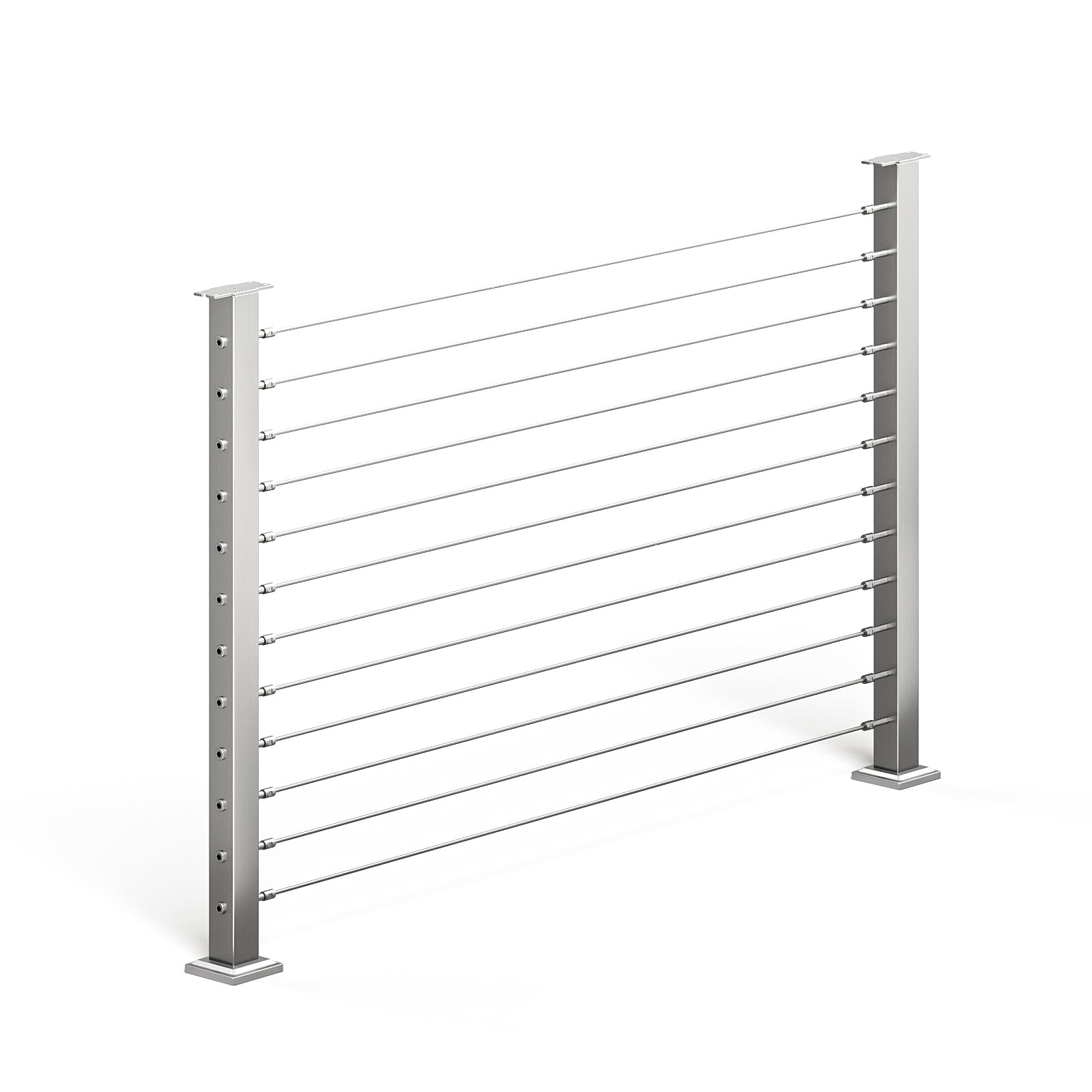 BLIKA 36'' & 42'' Brushed Stainless Steel Surface Mount Cable Railing System DIY Kit (4FT - 20FT, Level Drilled, No Handrail)