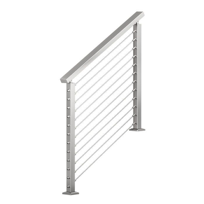 BLIKA 36'' & 42'' Brushed Stainless Steel Surface Mount Stair Cable Railing System DIY Kit (4FT - 20FT, Angled Drilled)