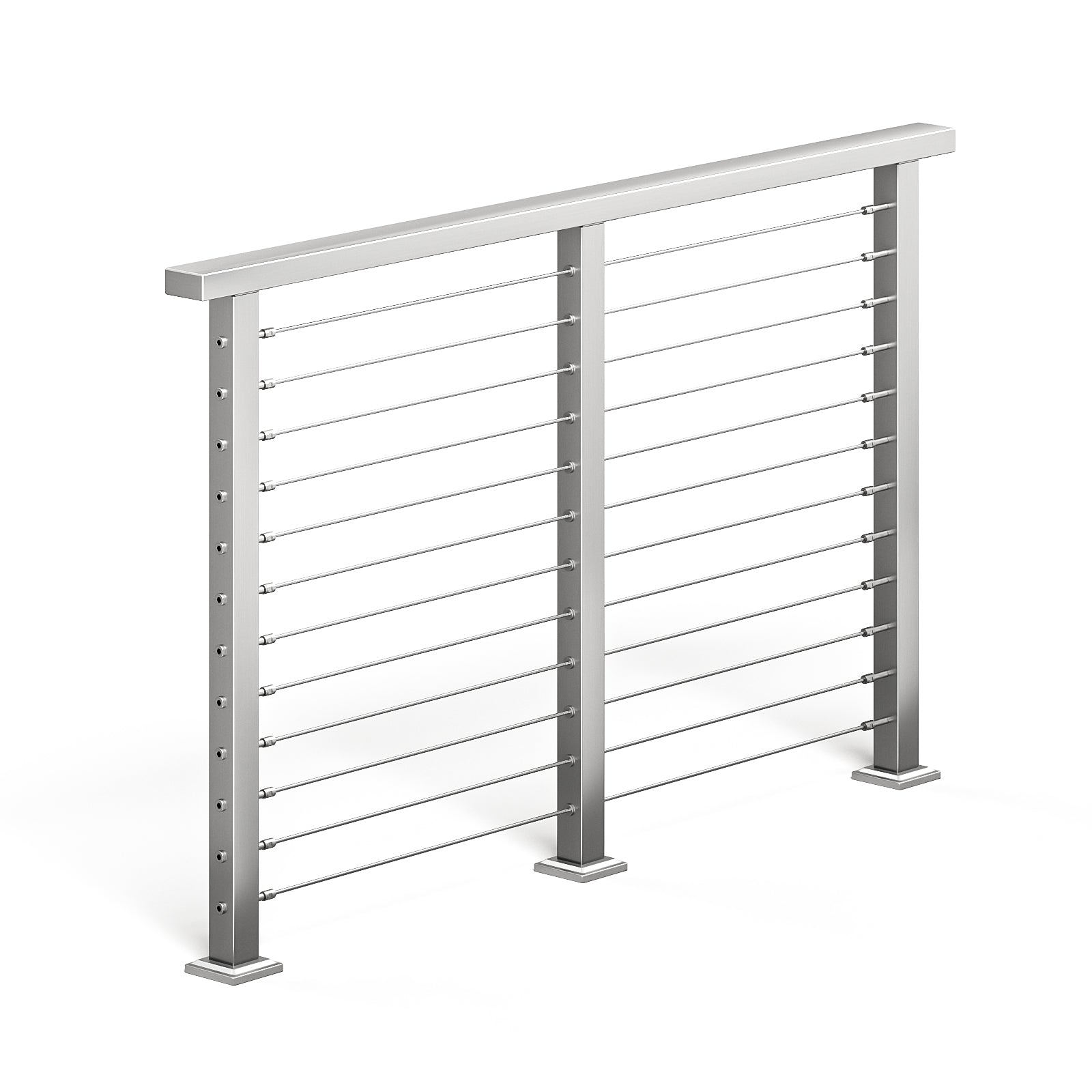 BLIKA 36'' & 42'' Brushed Stainless Steel Surface Mount Cable Railing System DIY Kit (4FT - 28FT, Level Drilled, )