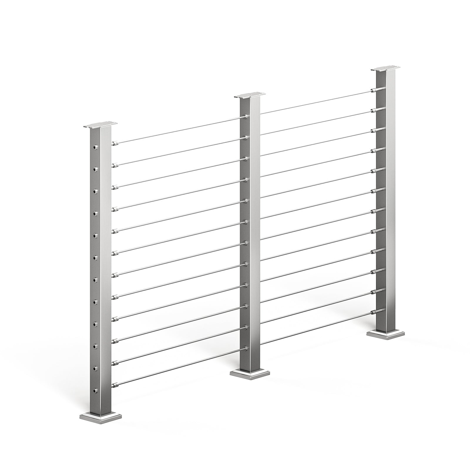 BLIKA 36'' & 42'' Brushed Stainless Steel Surface Mount Cable Railing System DIY Kit (4FT - 20FT, Level Drilled, No Handrail)