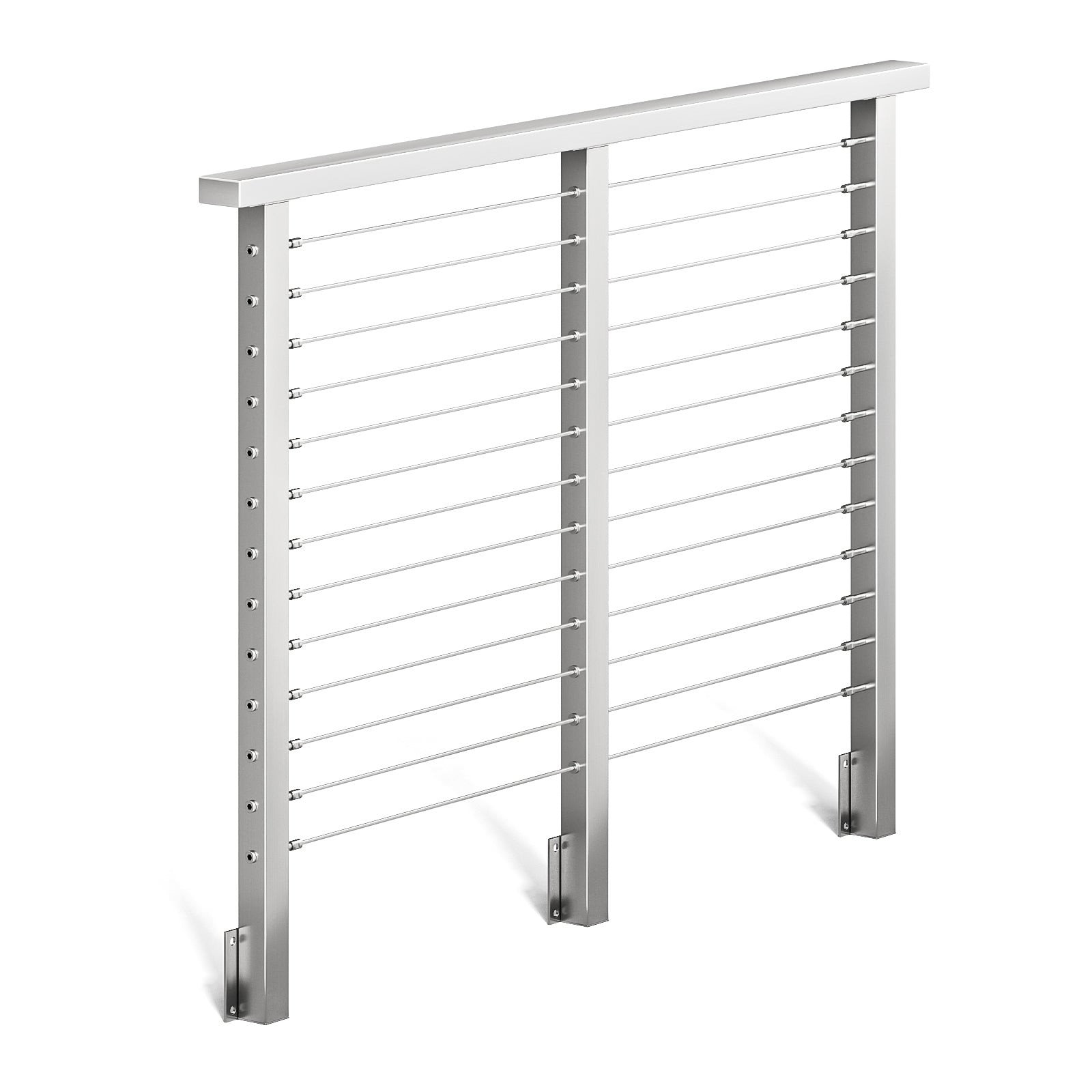 BLIKA 36'' & 42'' Brushed Stainless Steel Side Mount Cable Railing System DIY Kit (4FT - 28FT, Level Drilled)