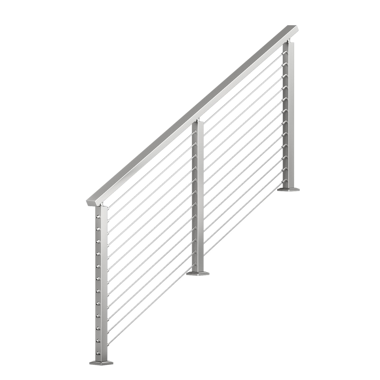 BLIKA 36'' & 42'' Brushed Stainless Steel Surface Mount Stair Cable Railing System DIY Kit (4FT - 20FT, Angled Drilled)