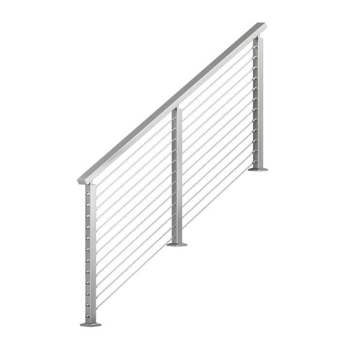 BLIKA 36'' & 42'' Brushed Stainless Steel Surface Mount Stair Cable Railing System DIY Kit (4FT - 20FT, Angled Drilled)
