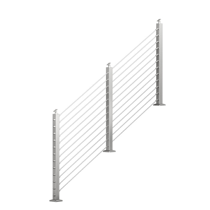 BLIKA 36'' & 42''  Brushed Stainless Steel Surface Mount Stair Cable Railing System DIY Kit (4FT - 20FT, Angled Drilled, No Handrail)
