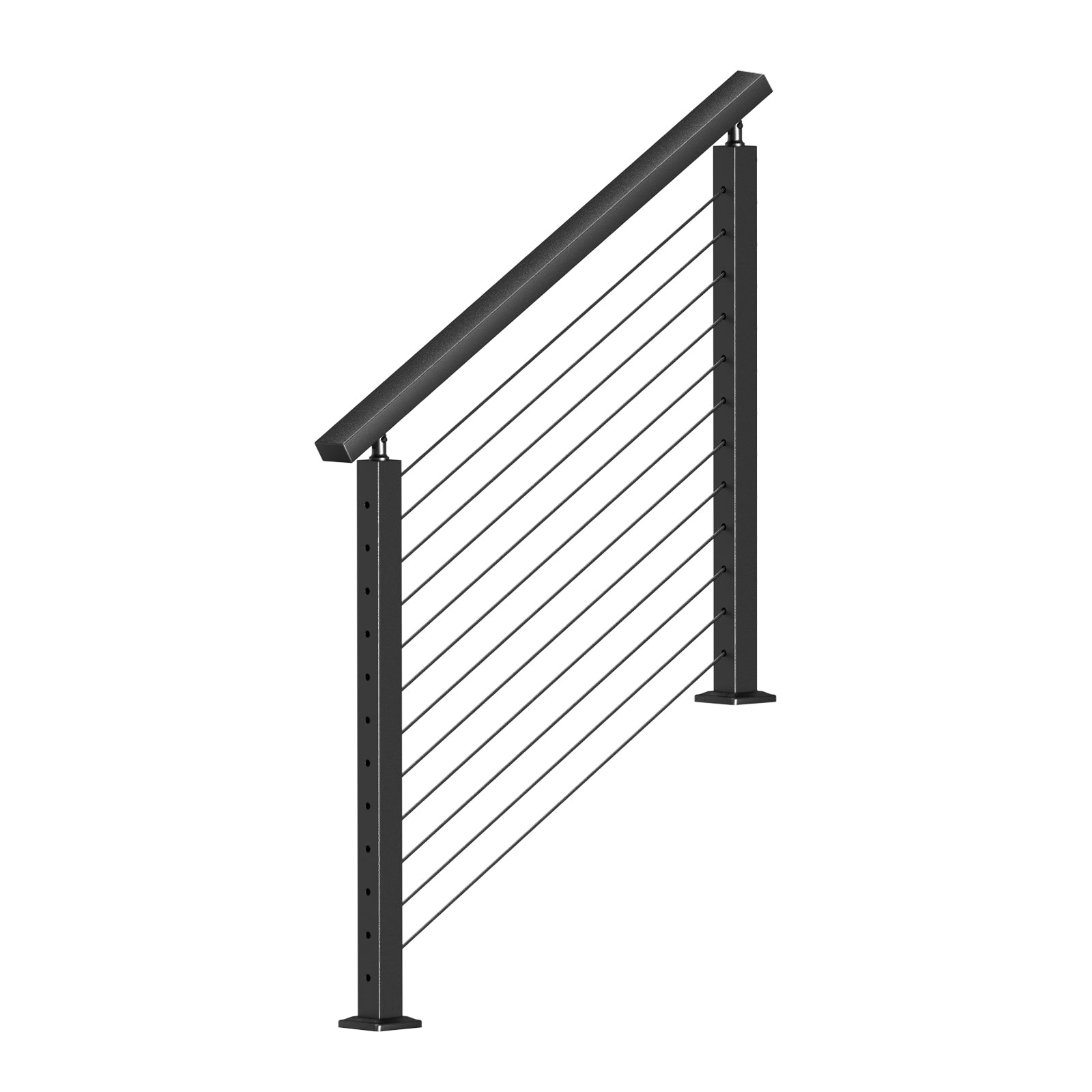 BLIKA 36'' & 42'' Black Surface Mount Stair Cable Railing System DIY Kit (4FT - 20FT, Angled Drilled)