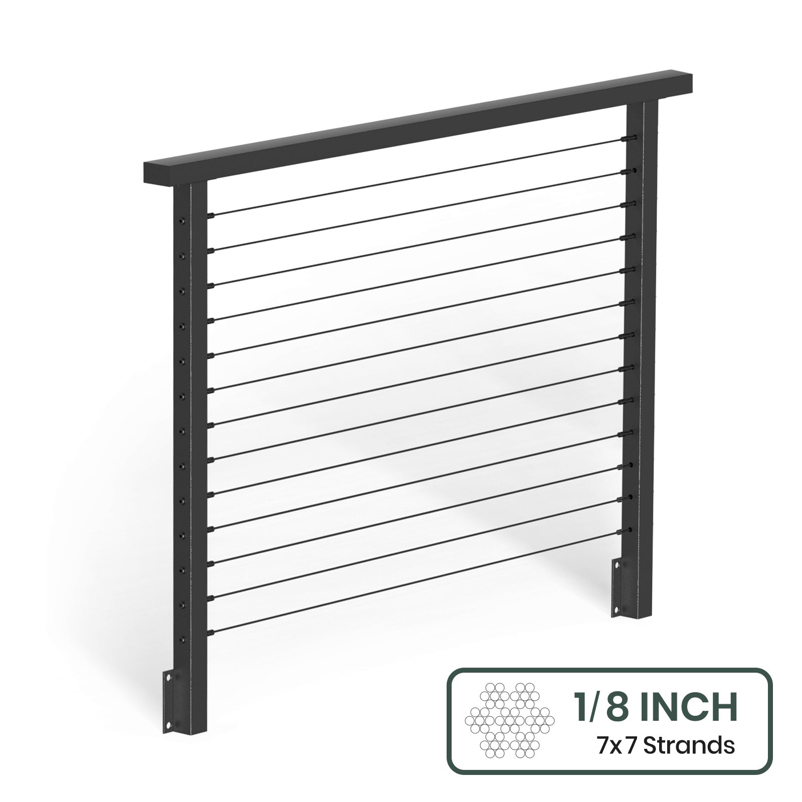 BLIKA 36'' & 42'' Black Side Mount Cable Railing System DIY Kit (4FT - 28FT, Level Drilled) - 1/8