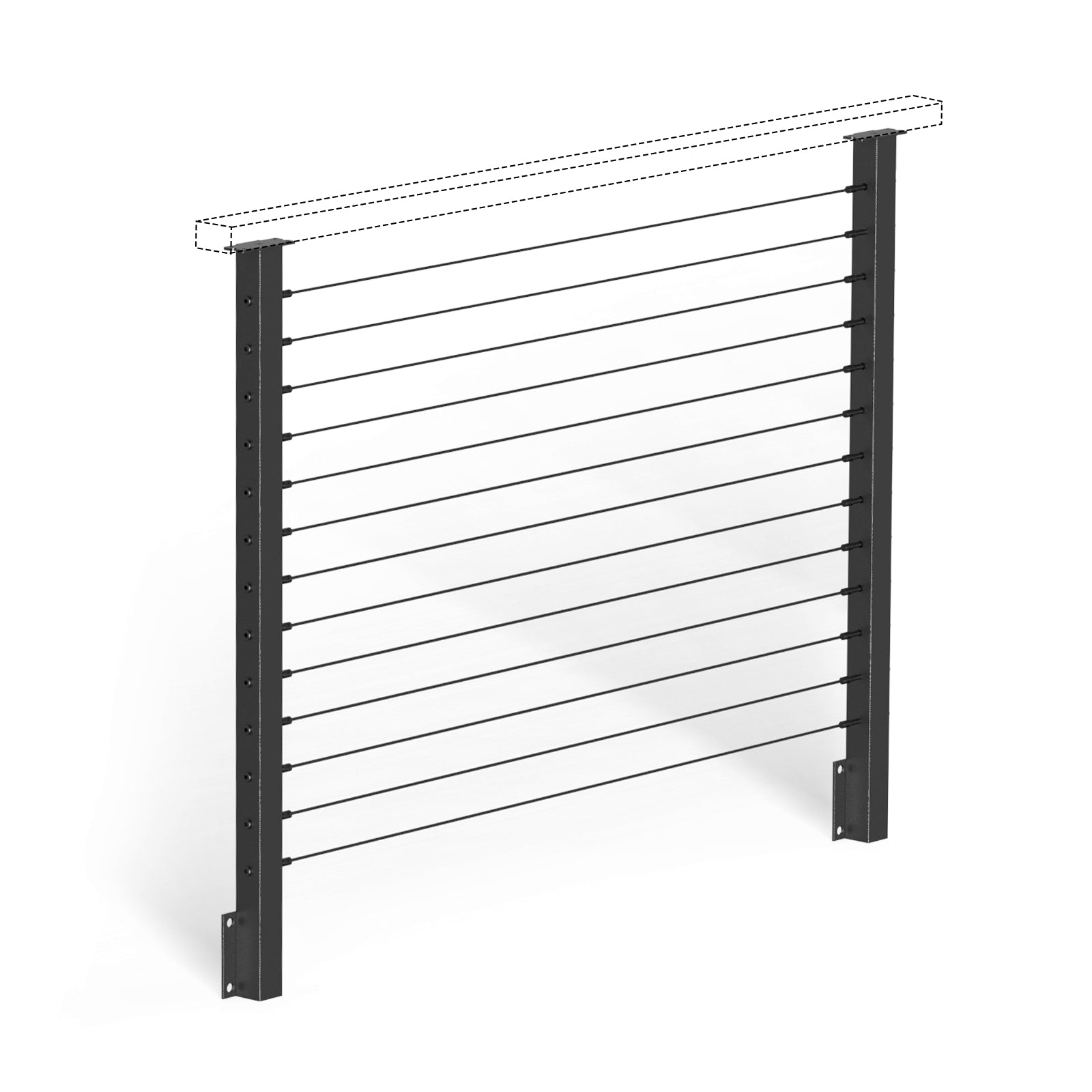 BLIKA 42'' Black Side Mount Stair Cable Railing System DIY Kit (4FT - 20FT,  No Handrail)