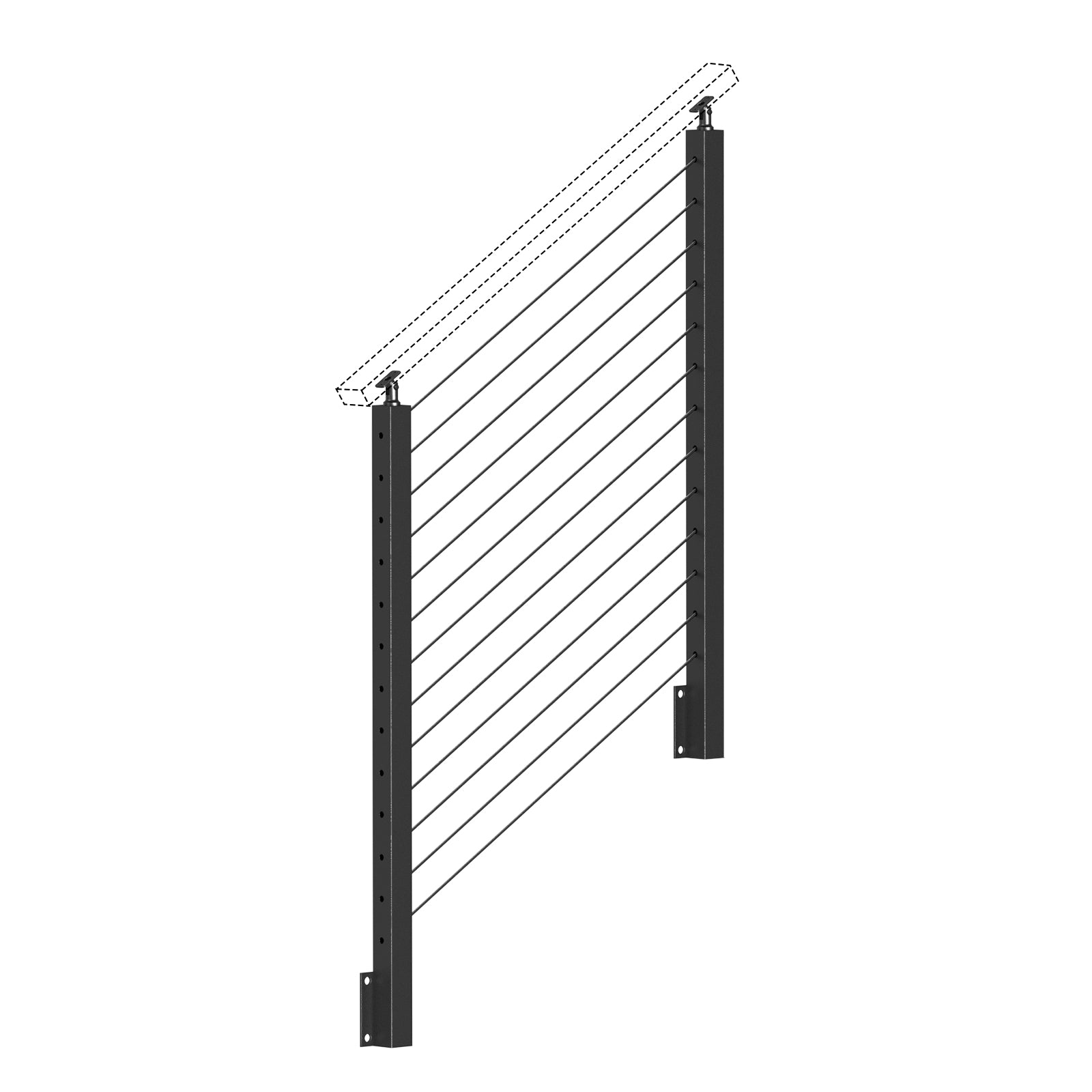 BLIKA 42'' Black Side Mount Stair Cable Railing System DIY Kit (4FT - 20FT,  No Handrail)