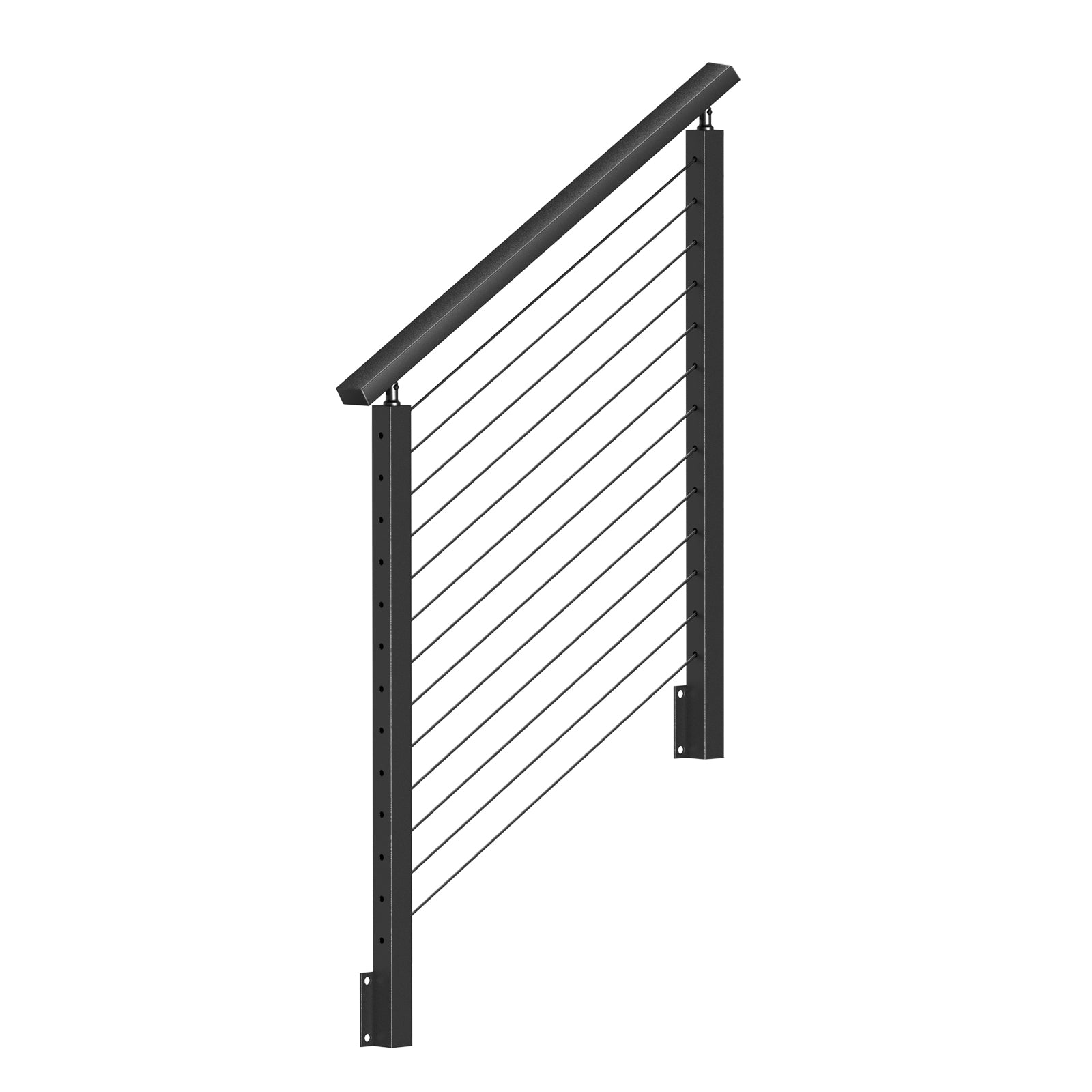BLIKA 42'' Black Side Mount Stair Cable Railing System DIY Kit (4FT - 20FT, Angle Drilled)