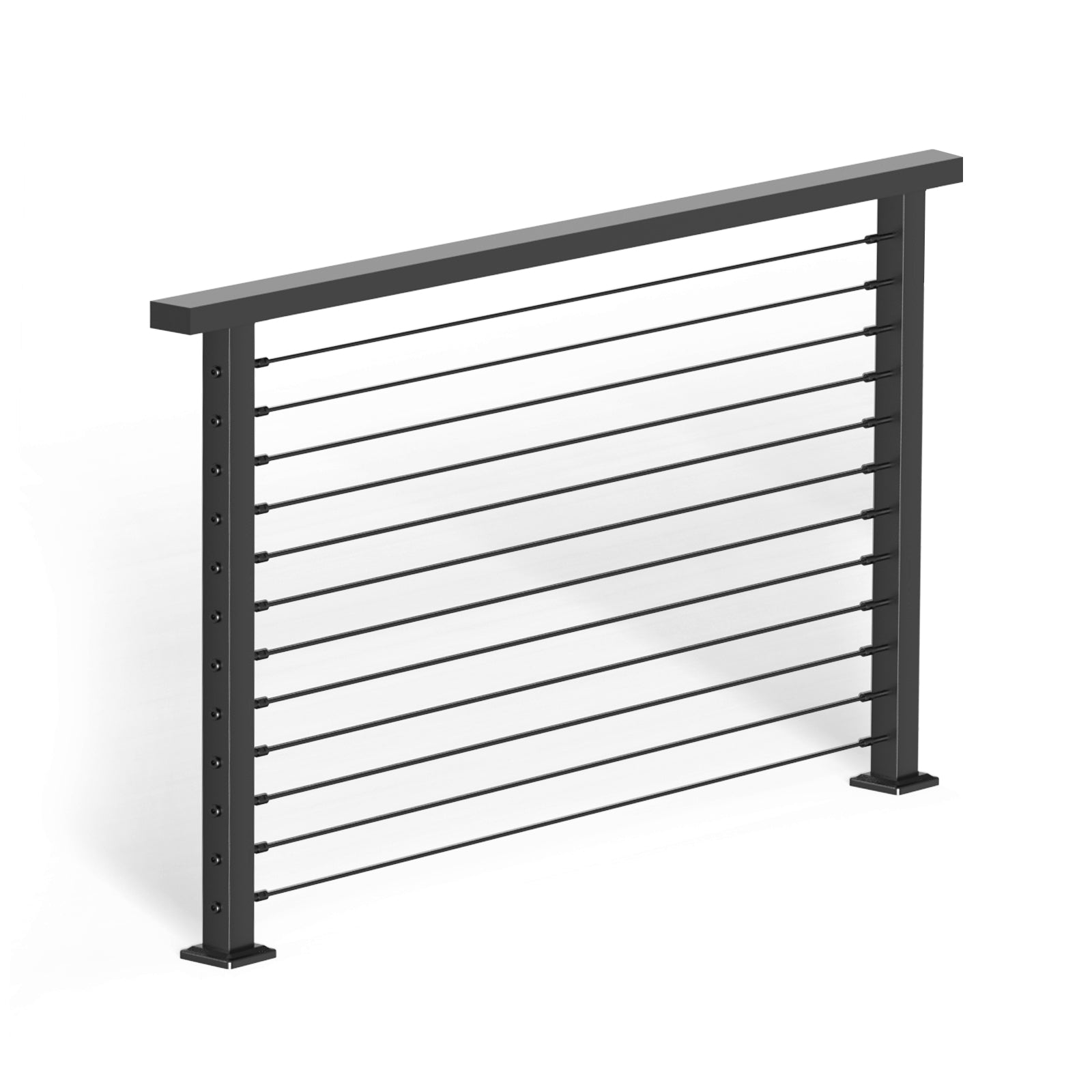 BLIKA 36'' & 42'' Black Surface Mount Cable Railing System DIY Kit (4FT - 28FT, Level Drilled, )
