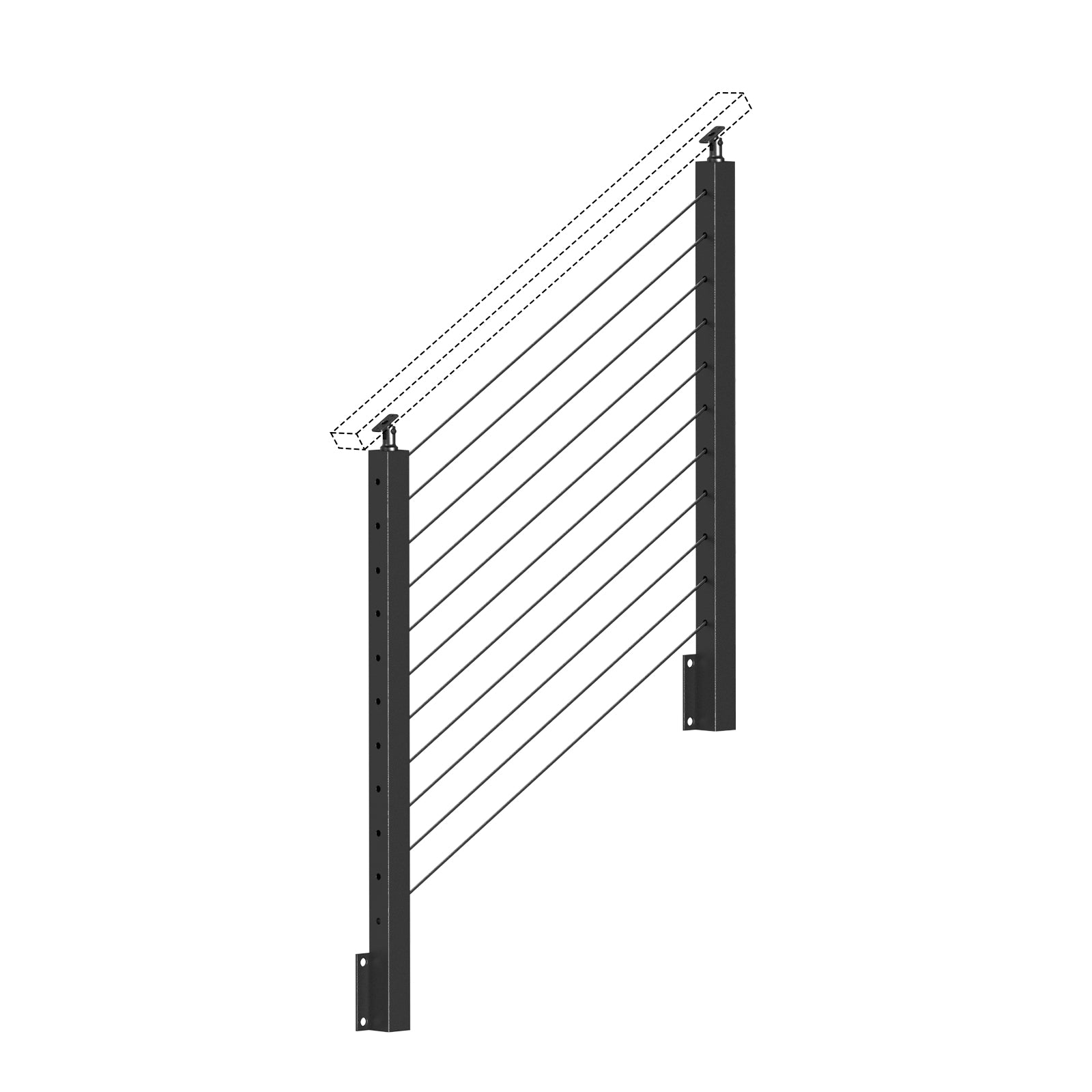 BLIKA 36''  Black Side Mount Stair Cable Railing System DIY Kit (4FT - 20FT,  No Handrail)
