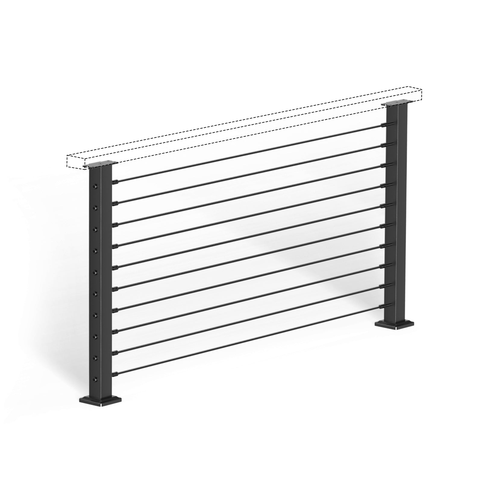 BLIKA 36'' & 42''  Black Surface Mount Cable Railing System DIY Kit (4FT - 20FT, Level Drilled, No Handrail)