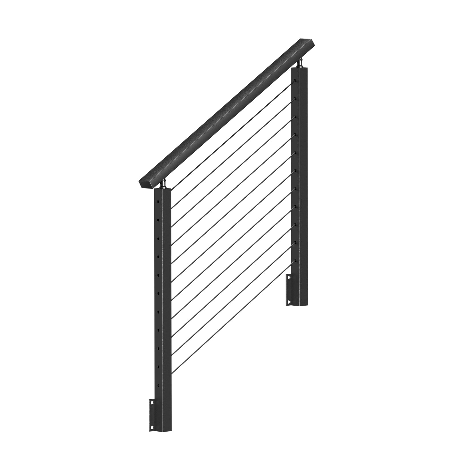 BLIKA 36'' Black Side Mount  Stair Cable Railing System DIY Kit (4FT - 20FT, Angled Drilled)