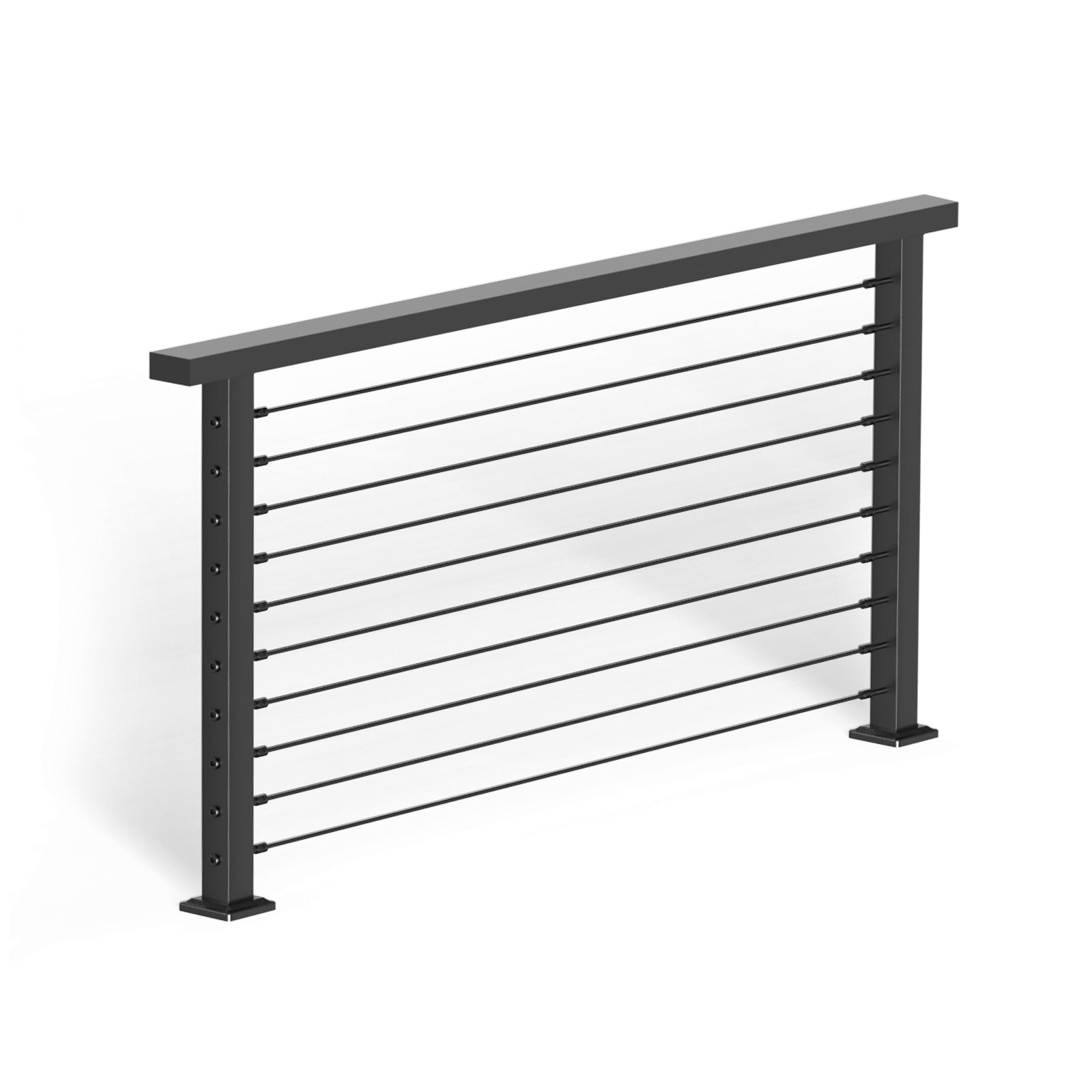 BLIKA 36'' & 42'' Black Surface Mount Cable Railing System DIY Kit (4FT - 28FT, Level Drilled, )
