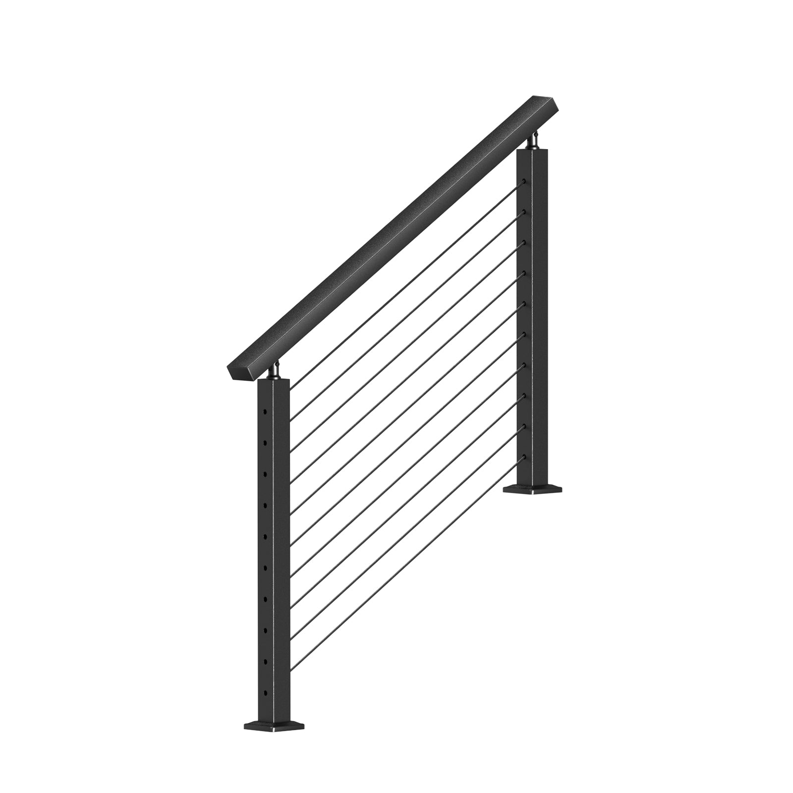 BLIKA 36'' & 42'' Black Surface Mount Stair Cable Railing System DIY Kit (4FT - 20FT, Angled Drilled)