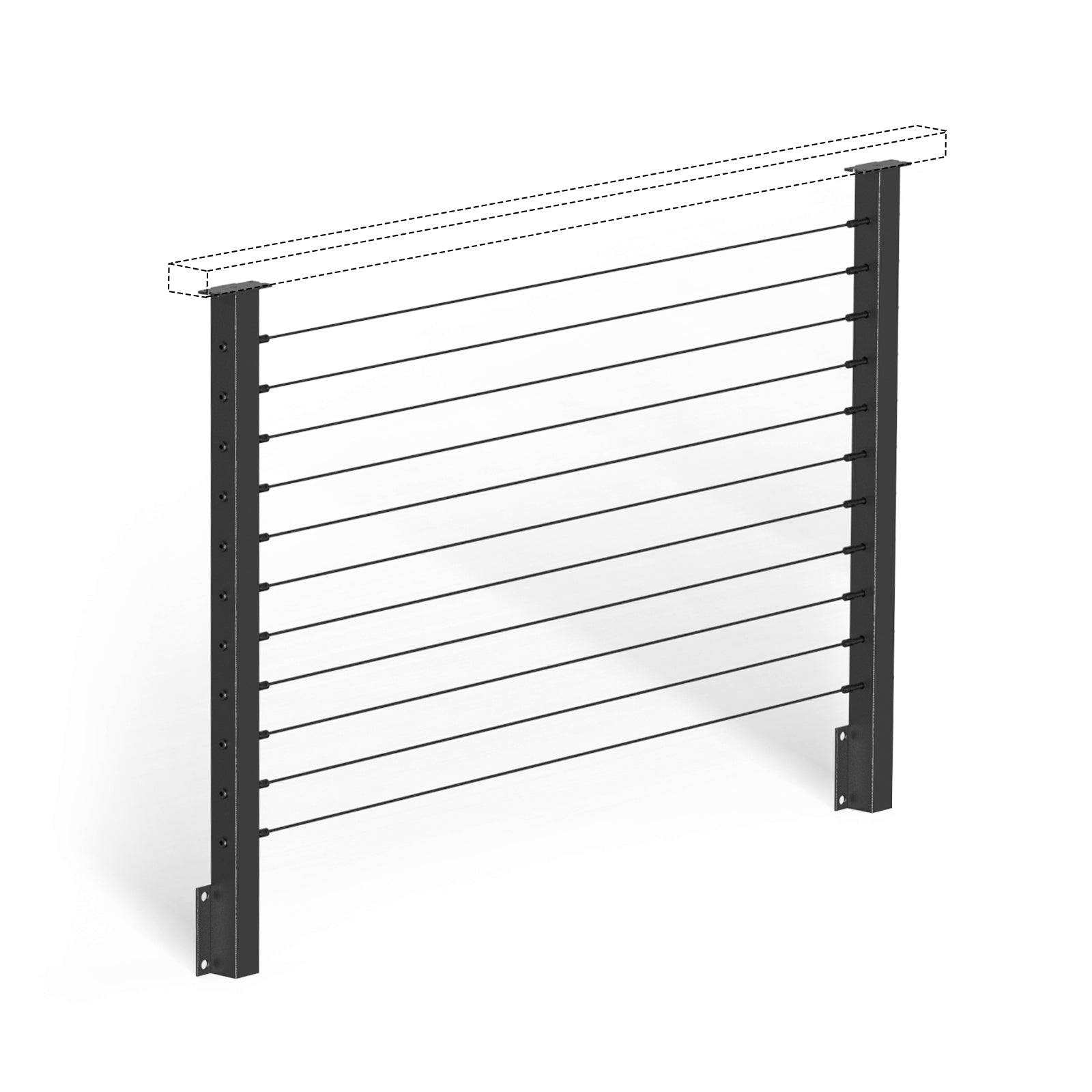 BLIKA 36'' Black Side Mount Cable Railing System DIY Kit (4FT - 20FT,  No Handrail)