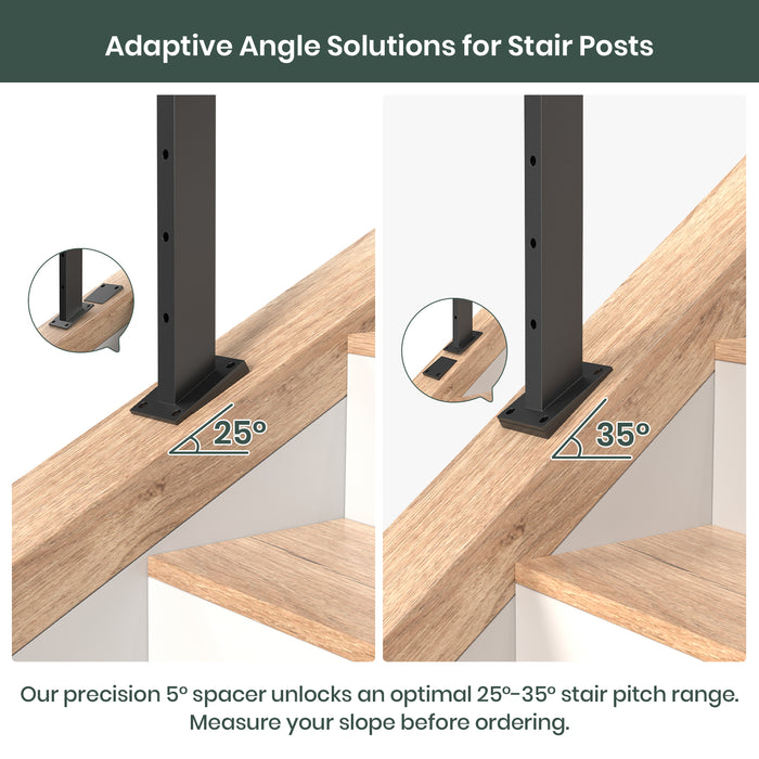 BLIKA 36" Slope Stair Drilled Cable Railing Black  Post 25°-35° Adjustable