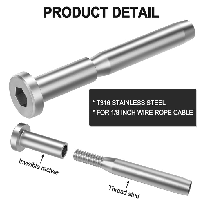 BLIKA 1/8" &3/16" Invisible Swage Kit For Metal&Wood Post