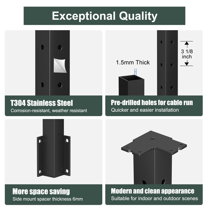 BLIKA 36" Level Drilled Side Mount Inner Corner Post