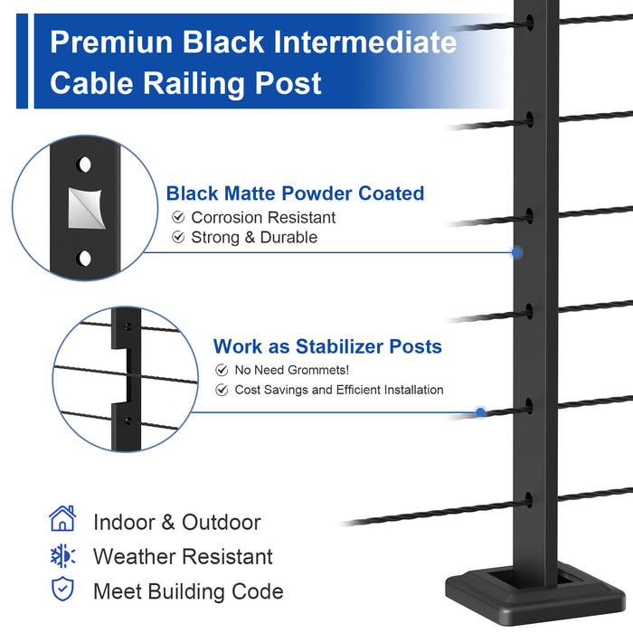 BLIKA Super Thin Intermediate Cable Railing Post