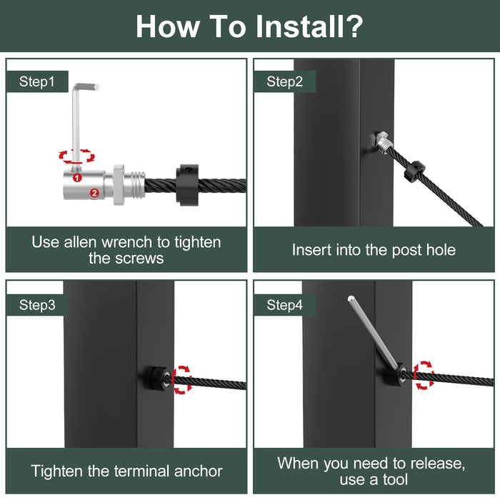 BLIKA 1/8" Swageless Cable Railing Anchor Terminal