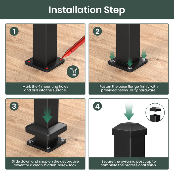 BLIKA 39" Aluminum Deck Railing Post