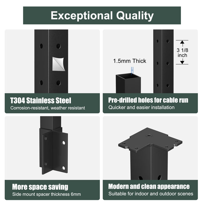 BLIKA 42" Level Drilled Side Mount Outer Corner Post