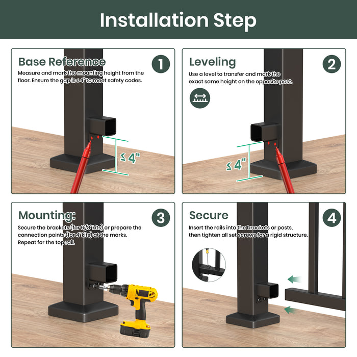 BLIKA Aluminum Level Railing Panel Connector Kit