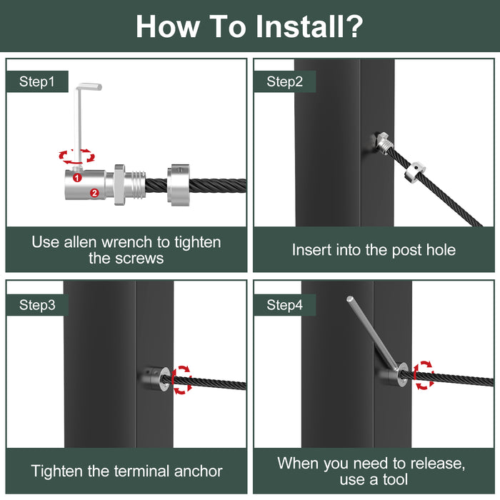 BLIKA 1/8" Swageless Cable Railing Anchor Terminal