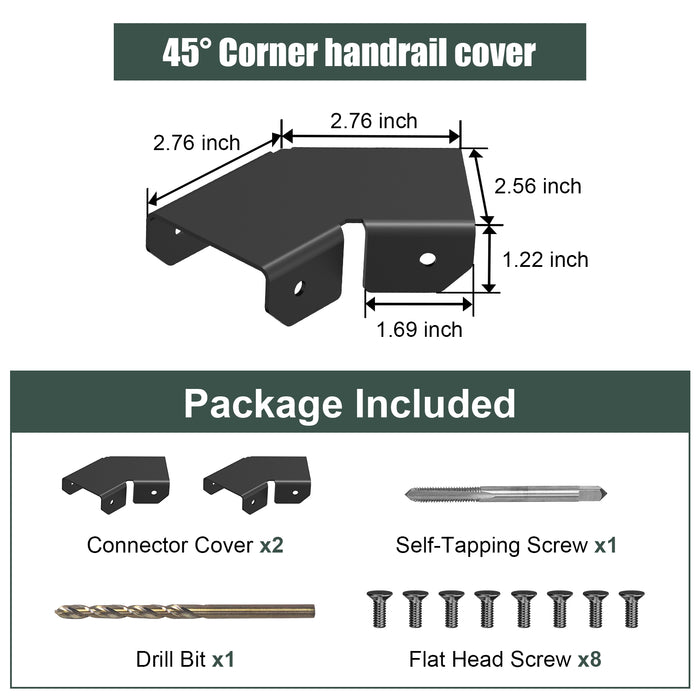 BLIKA 45° Corner Connector for Handrail Cover Plate