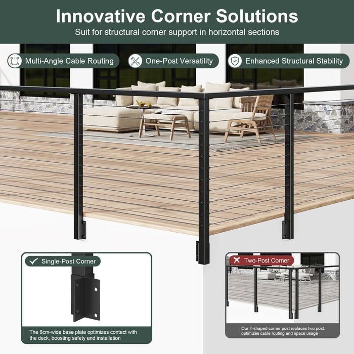 BLIKA 36" Level Drilled Side Mount Outer Corner Post