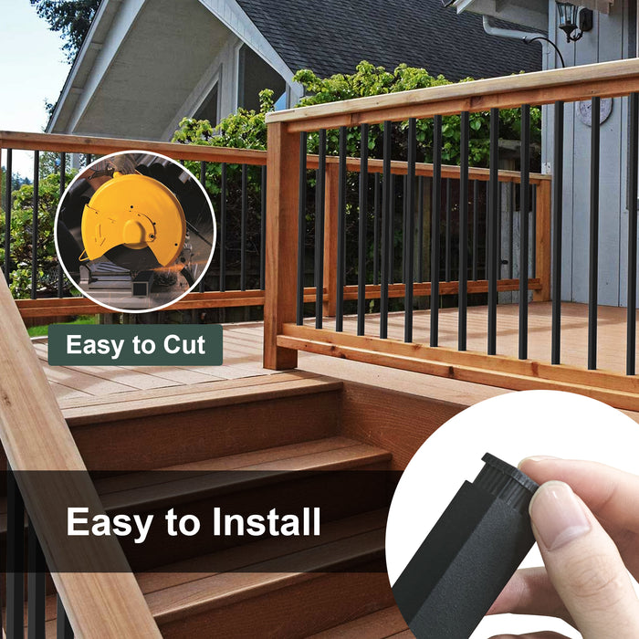 BLIKA 26" 32" 36" Black Square Aluminum Deck Balusters