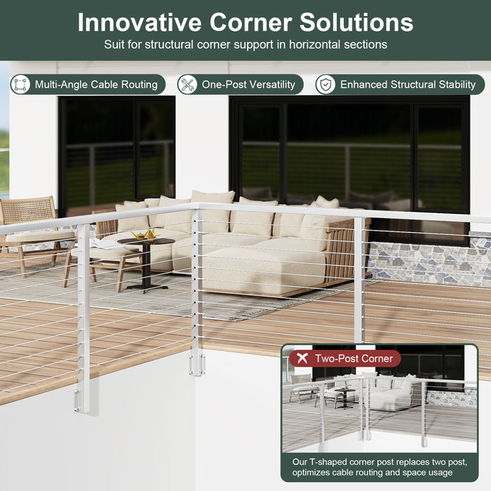 BLIKA 42" Level Drilled Brushed Stainless Side Mount Inner Corner Post