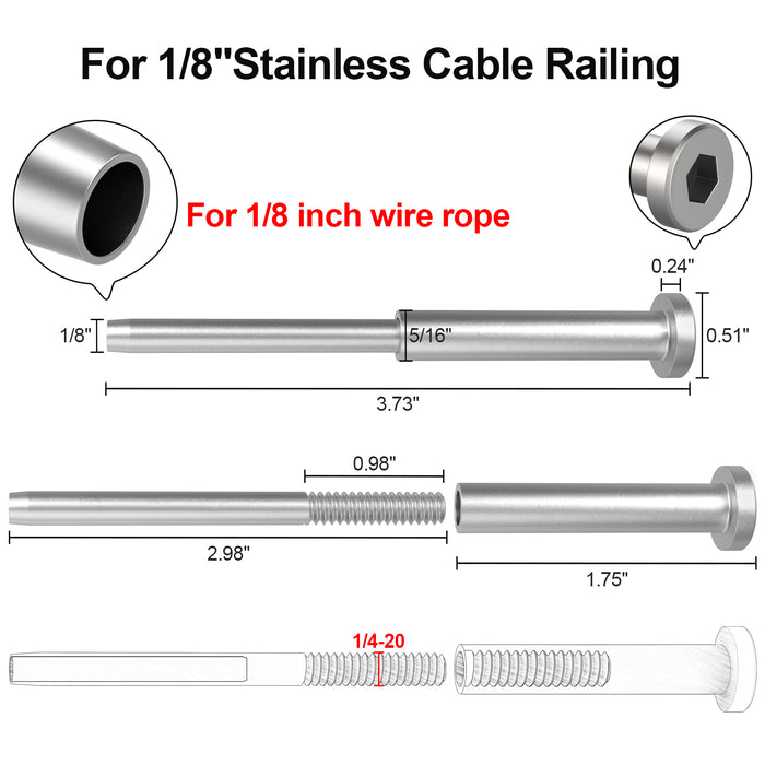 BLIKA 1/8" Invisible Cable Railing Kit - Extended Version