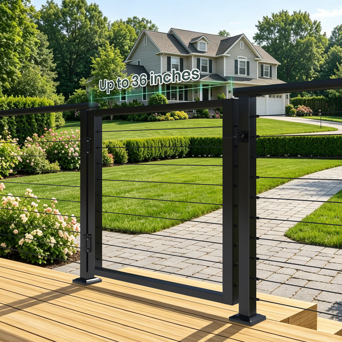 BLIKA 36" Black Aluminum Cable Railing Deck Gate