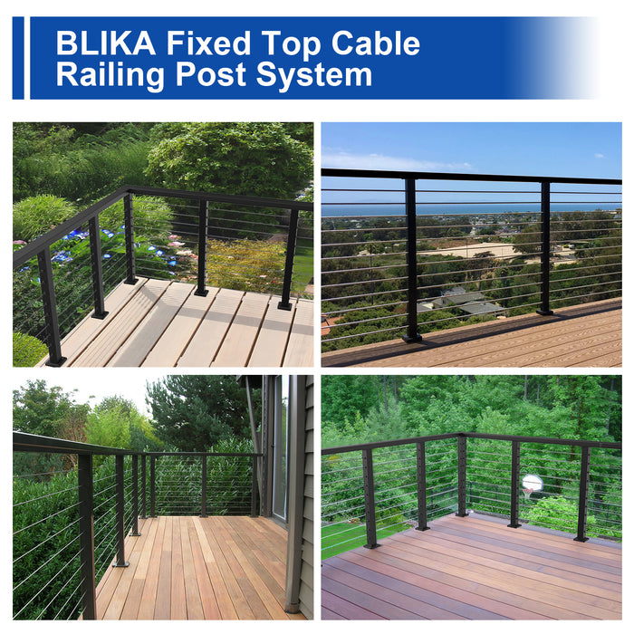 BLIKA 36" Level Drilled Cable Railing Corner Post