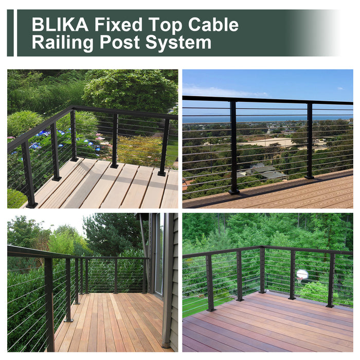 BLIKA 42" Level Drilled Cable Railing Corner Post