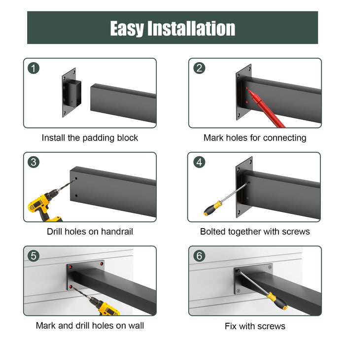 BLIKA Black Stainless Handrail End Brackets