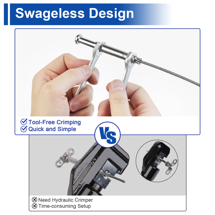 BLIKA Upgraded Swageless Cable Fittings for 3/16" Cable Railing