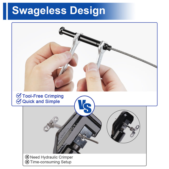 BLIKA Upgraded Black Swageless Cable Fittings for 3/16" Cable Railing