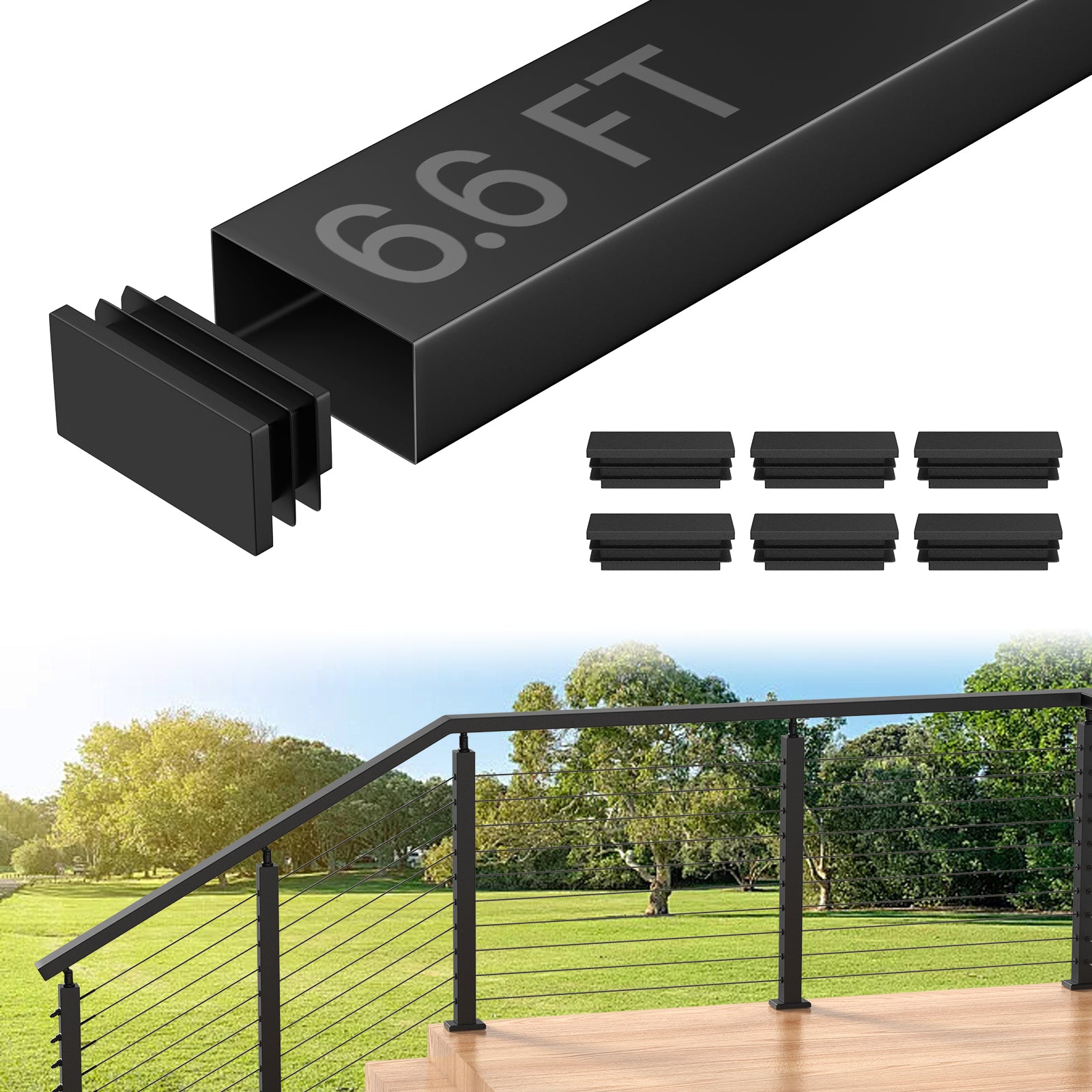 BLIKA  Stainless Steel Black Cable Railing Handrails