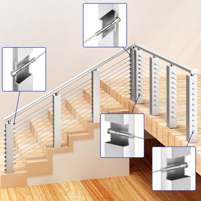 BLIKA Upgraded Swageless Cable Fittings for 1/8" Cable Railing