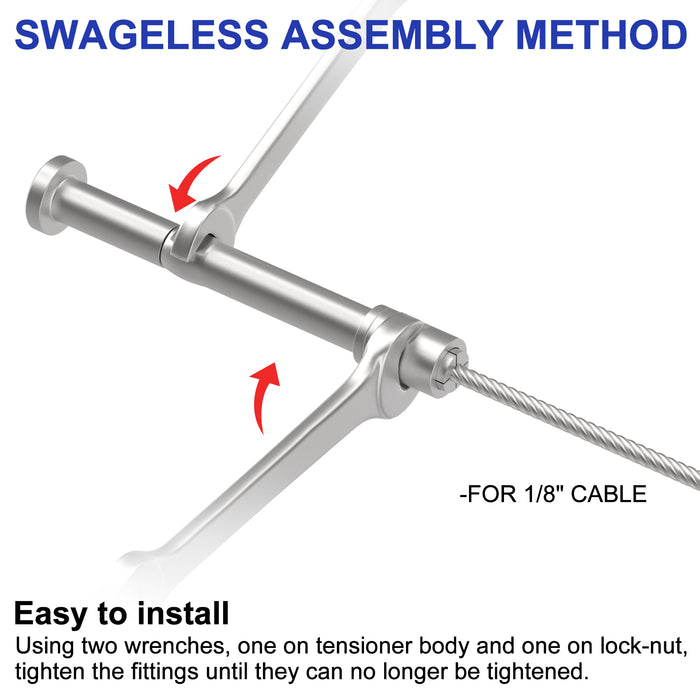 BLIKA Upgraded Swageless Cable Fittings for 1/8" Cable Railing