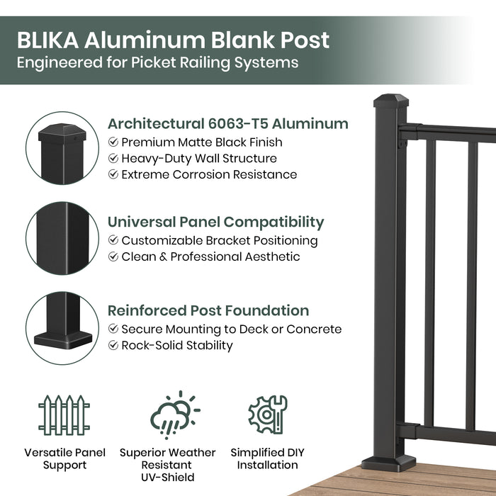 BLIKA 39" Aluminum Deck Railing Post