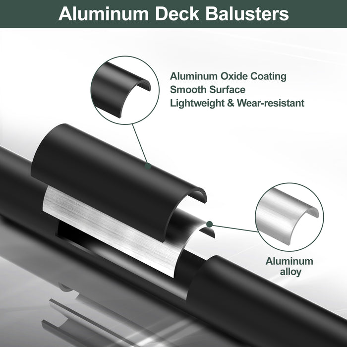 BLIKA 26“ 32” 36“ Black Round Aluminum Deck Balusters