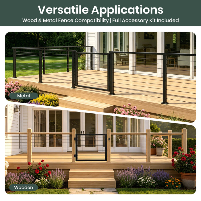 BLIKA 36" Black Aluminum Cable Railing Deck Gate