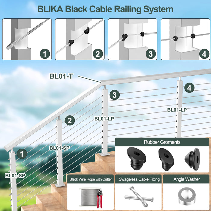 BLIKA  Brushed Stainless Steel Cable Railing Handrails