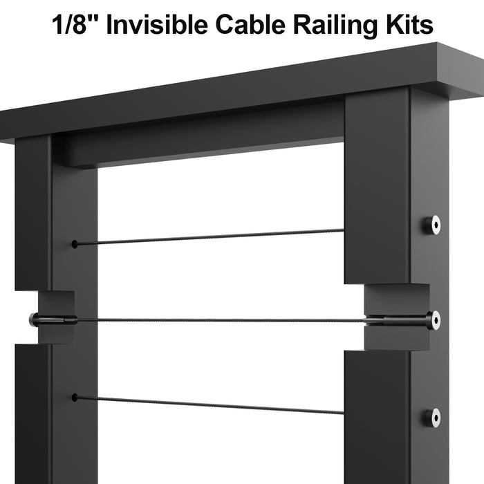 BLIKA 20 Pairs 1/8" Black Invisible Cable Railing Kit