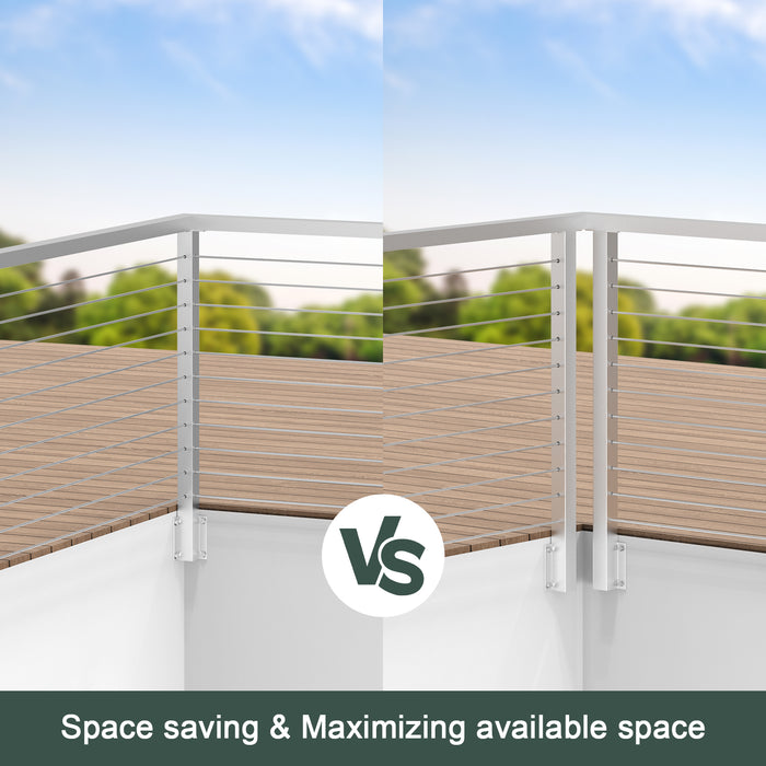 BLIKA 36" Level Drilled Brushed Stainless Side Mount Inner Corner Post