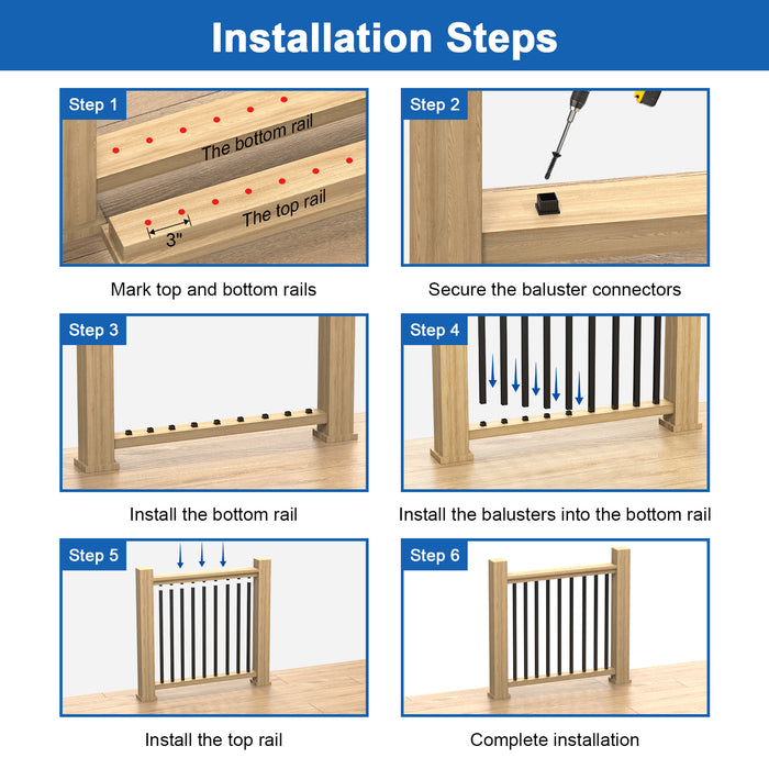 BLIKA 26" Square Aluminum Balusters